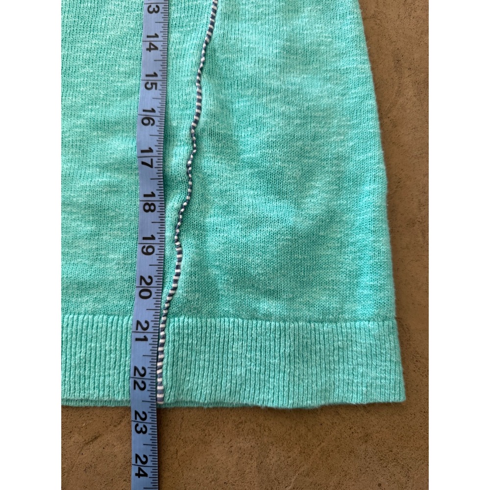 Vineyard Vines Womens Turquoise Cotton Linen Crewneck Sweater Side Piping Small - Picture 11 of 12